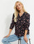 Black Ditsy Floral Print Blouse