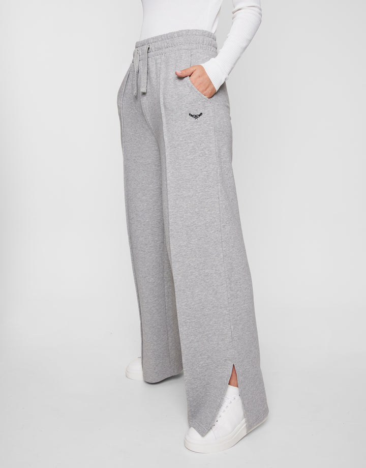 Honey Grey Marl Plain Wide Leg Joggers