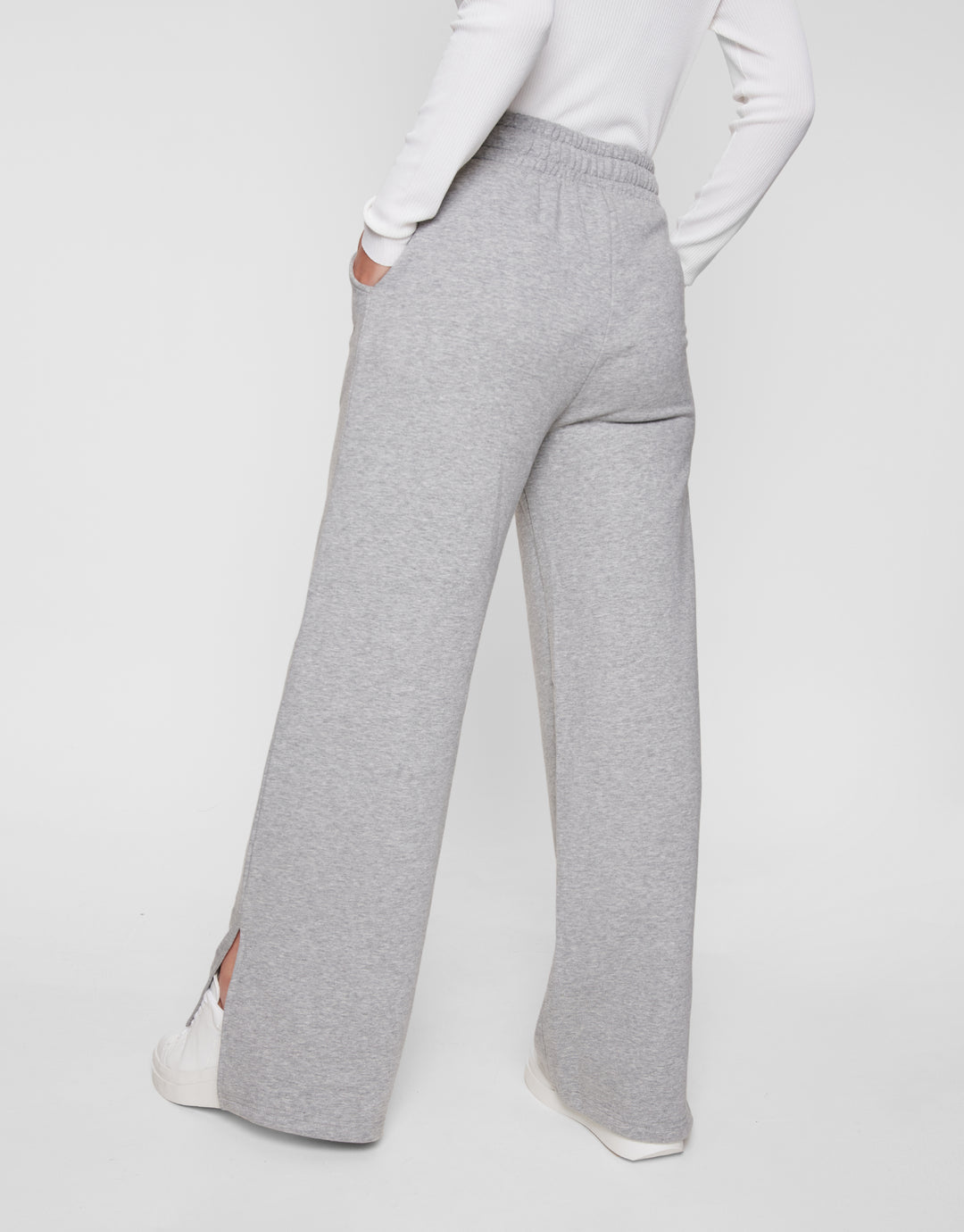 Honey Grey Marl Plain Wide Leg Joggers
