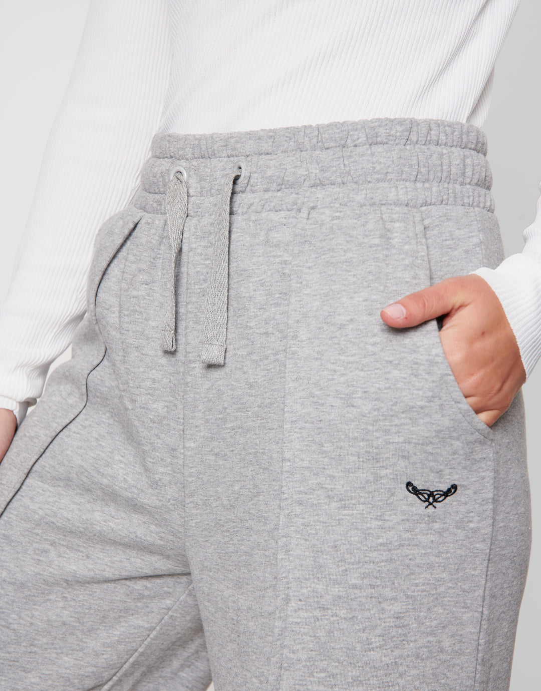 Honey Grey Marl Plain Wide Leg Joggers