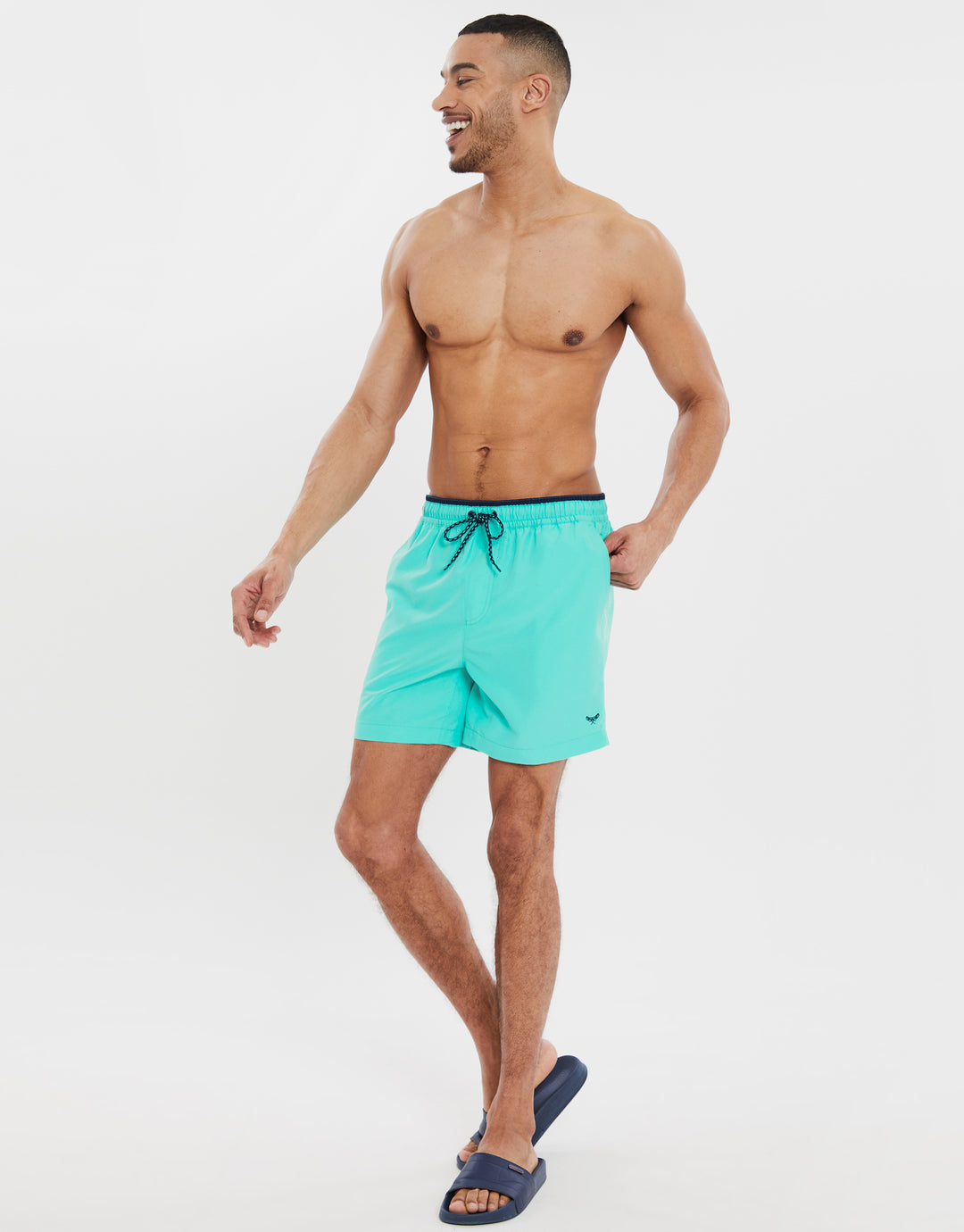 Atlantis Blue Contrast Logo Swim Shorts