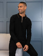 Barrow Jet Black / Camel Plain Zip Neck Polo