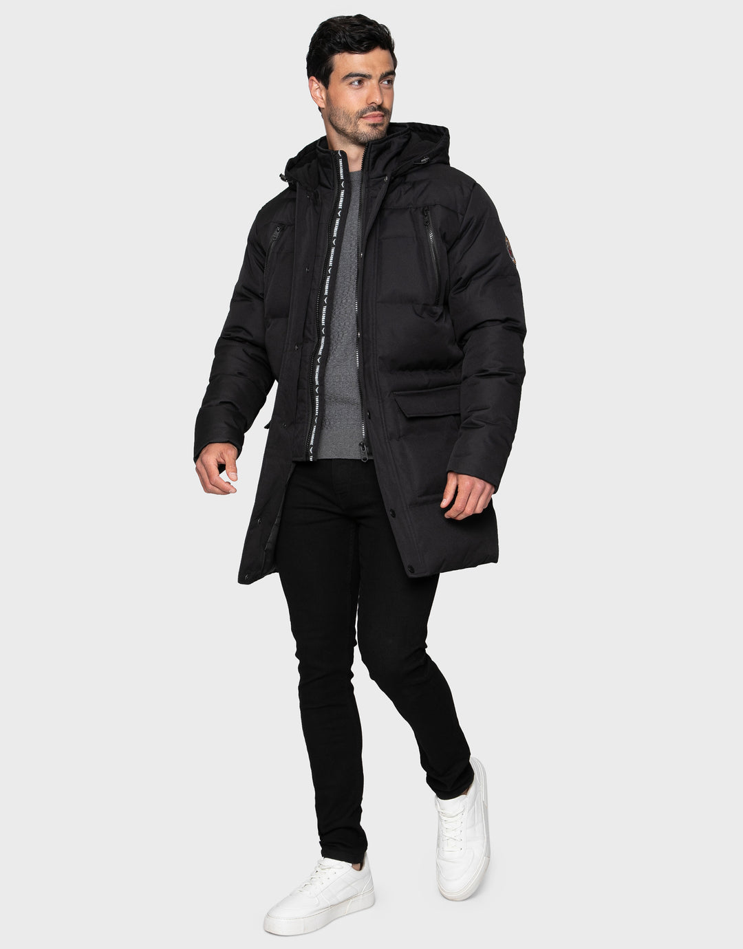 Belle Vue Black Padded Long Line Jacket