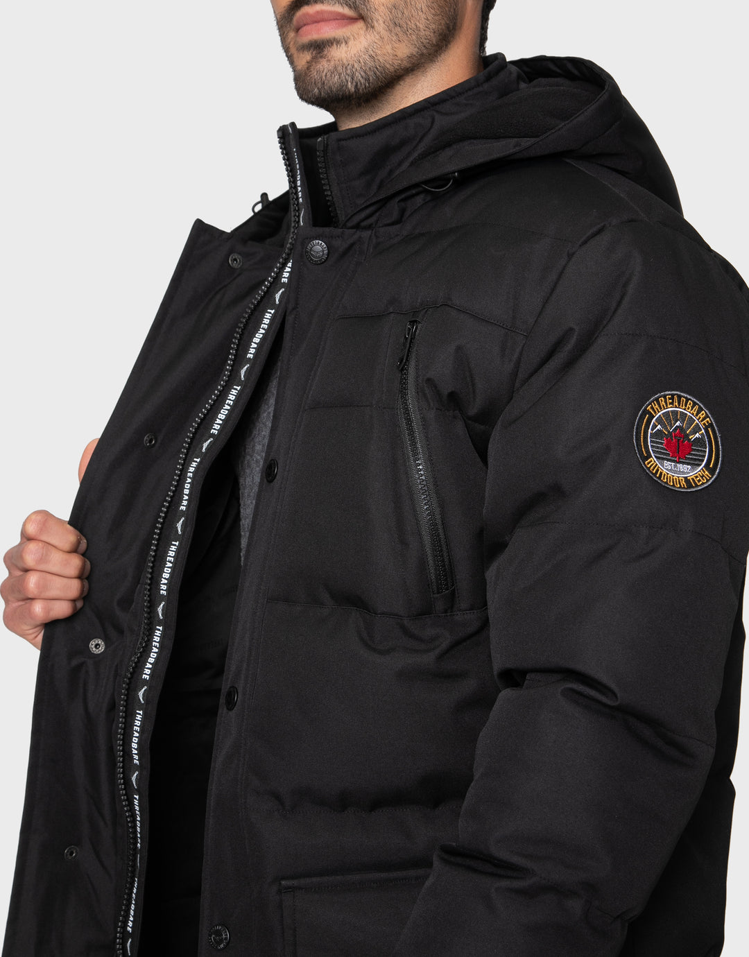 Belle Vue Black Padded Long Line Jacket