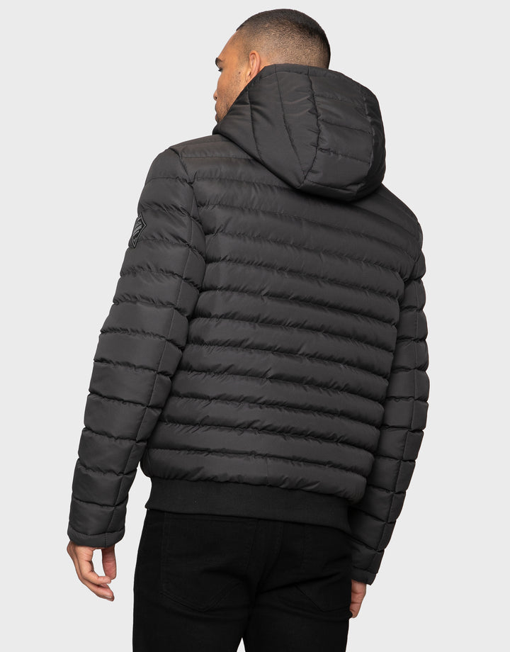 Bescot Black Hooded Padded Lightweight Jacket