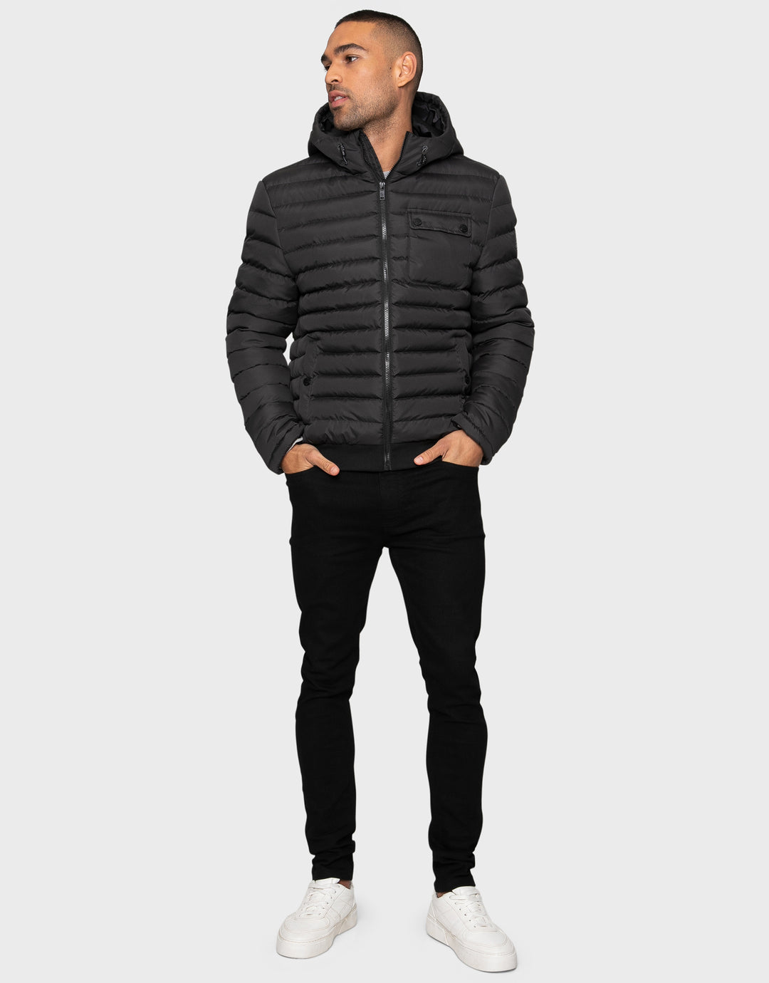 Bescot Black Hooded Padded Lightweight Jacket