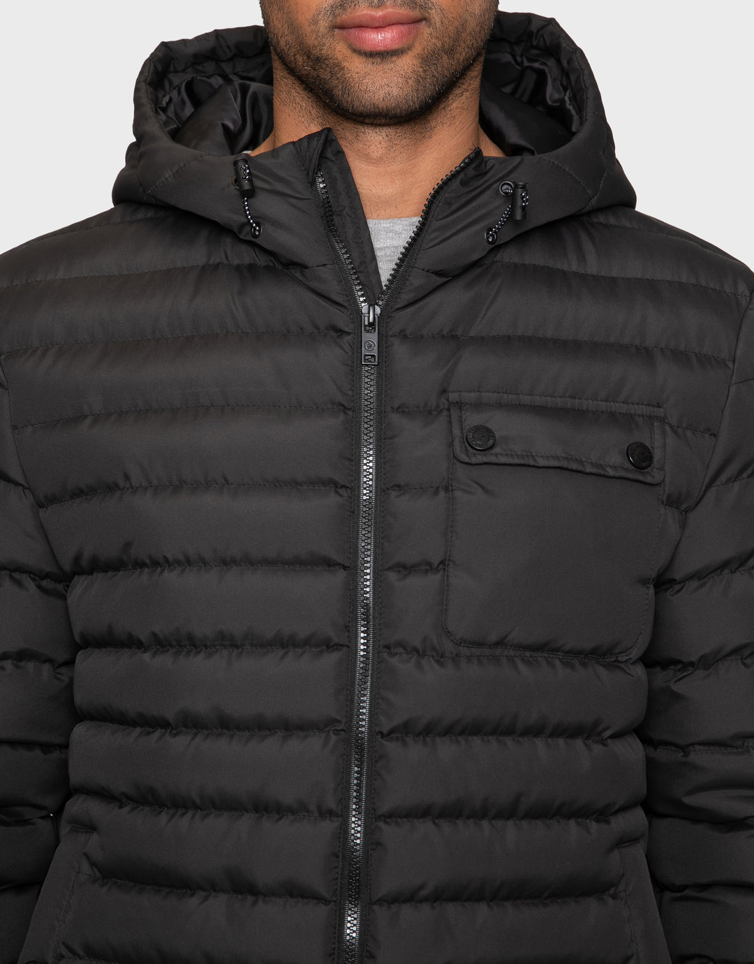 Bescot Black Hooded Padded Lightweight Jacket