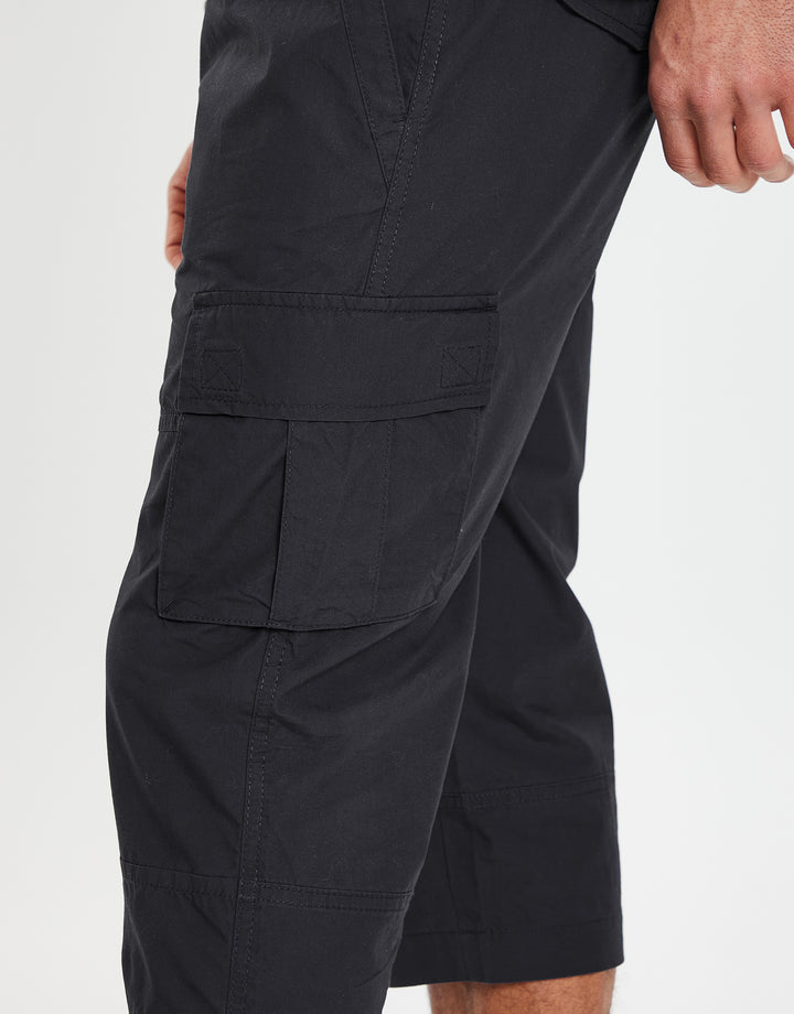 Black 3/4 Length Cargo Pants