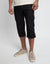 Black 3/4 Length Linen Blend Cargo Trousers