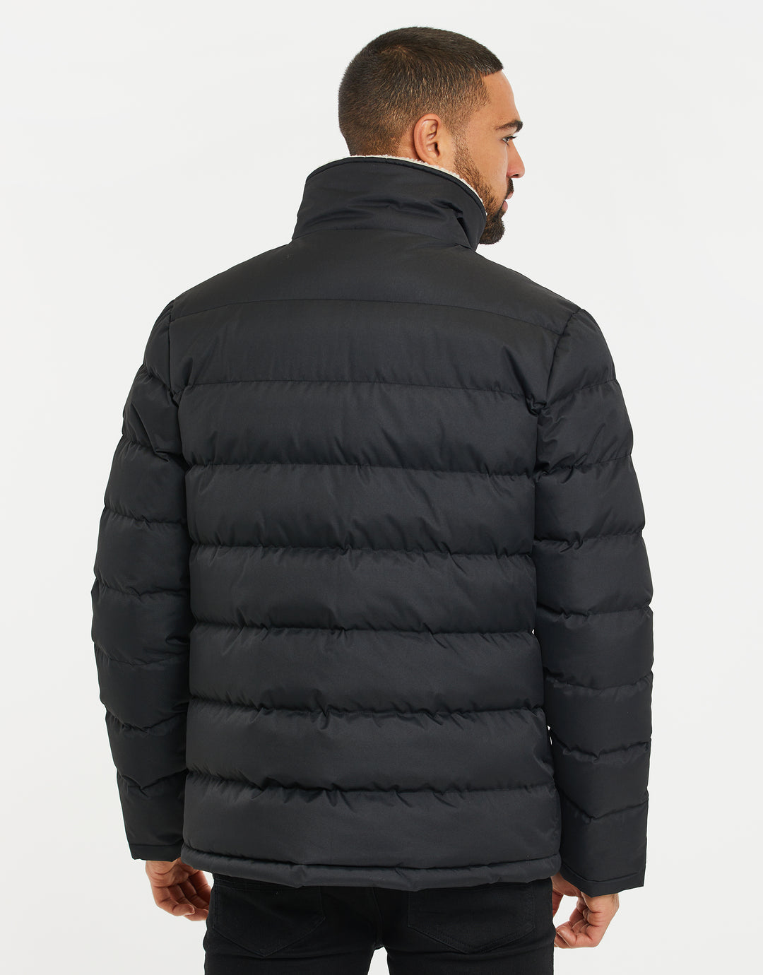 Black Borg Funnel Neck Padded Coat