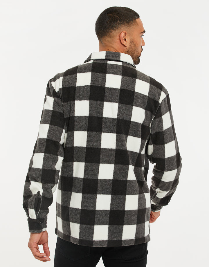 Black Check Faux Borg Shacket