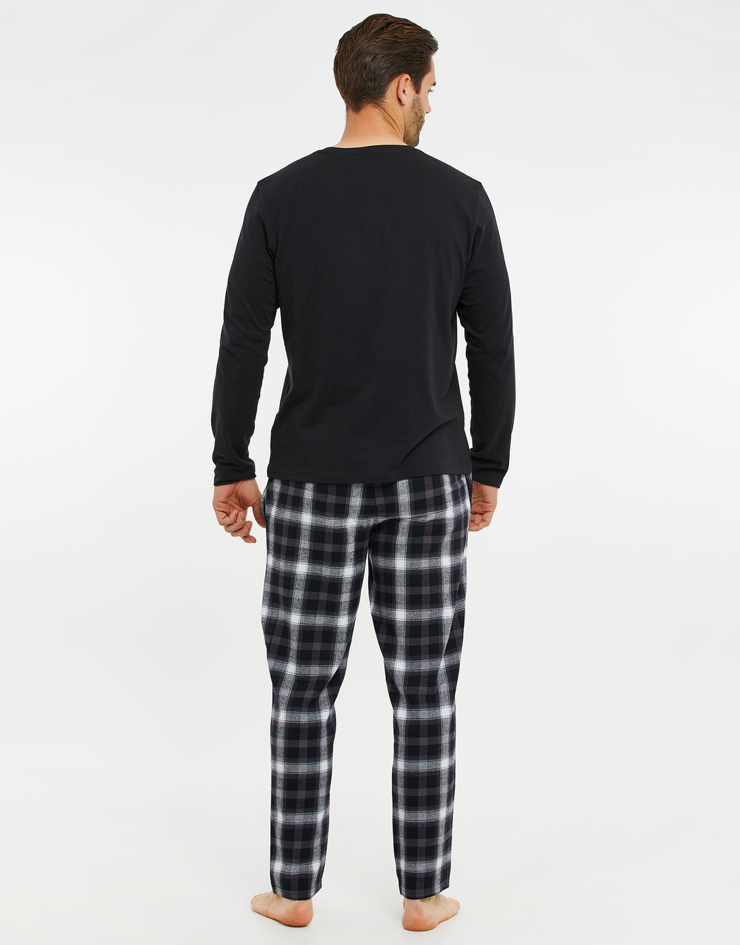 Black Check Long Sleeve Christmas Pyjamas (2-Piece Set)