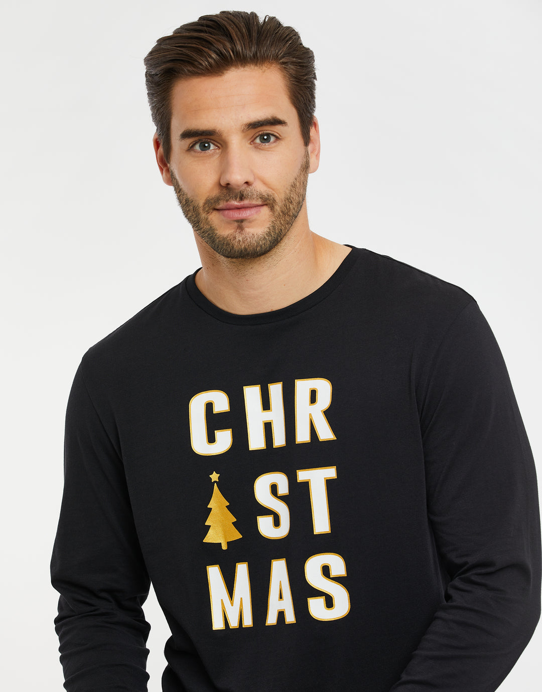 Black Check Long Sleeve Christmas Pyjamas (2-Piece Set)