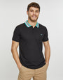 Black Contrast Rib Collar Polo Shirt