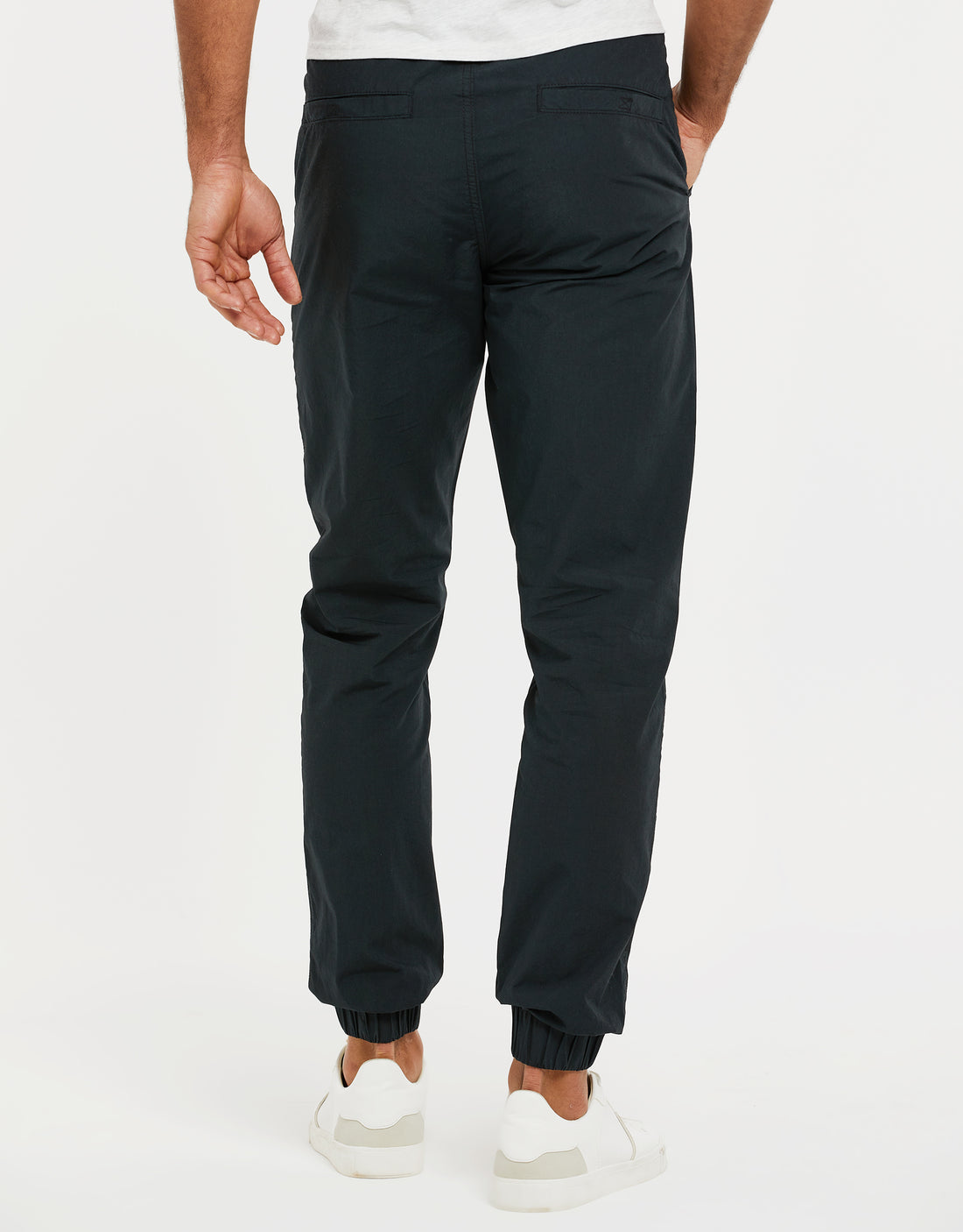Men's Black Cuffed Cotton Drawstring Jogger Style Trousers – Threadbare