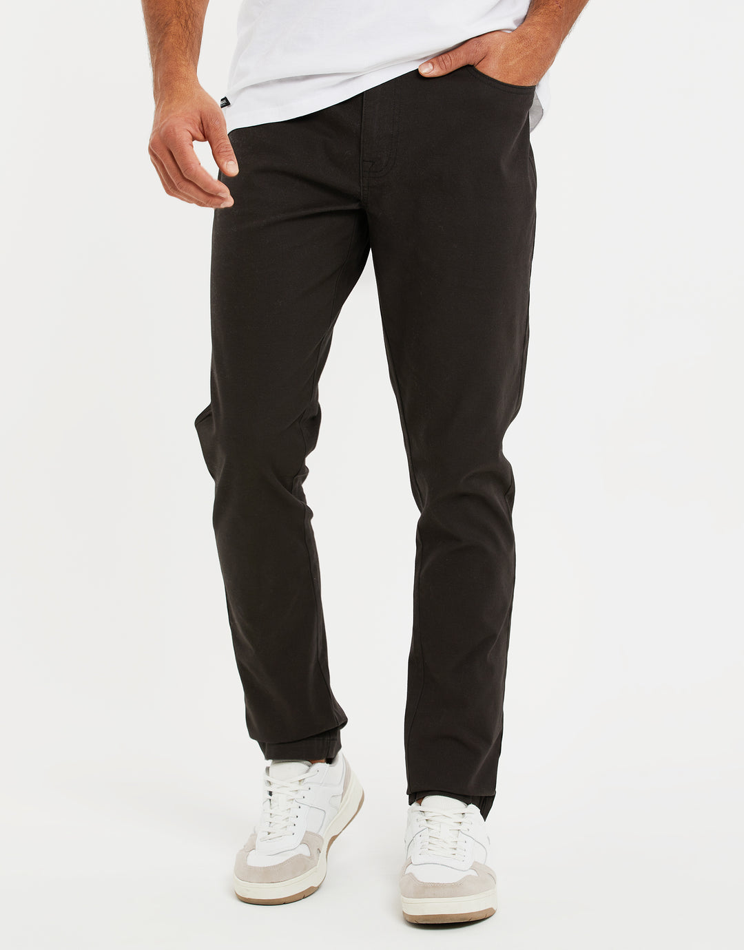 Black Drawcord Chino Trousers