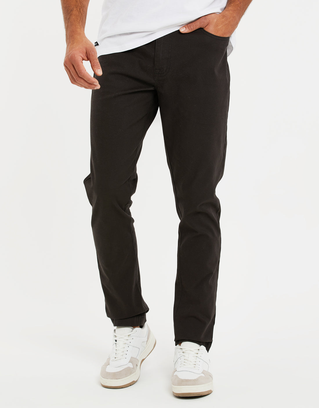Men's Black Drawcord Cuffed Chino Trousers – Threadbare