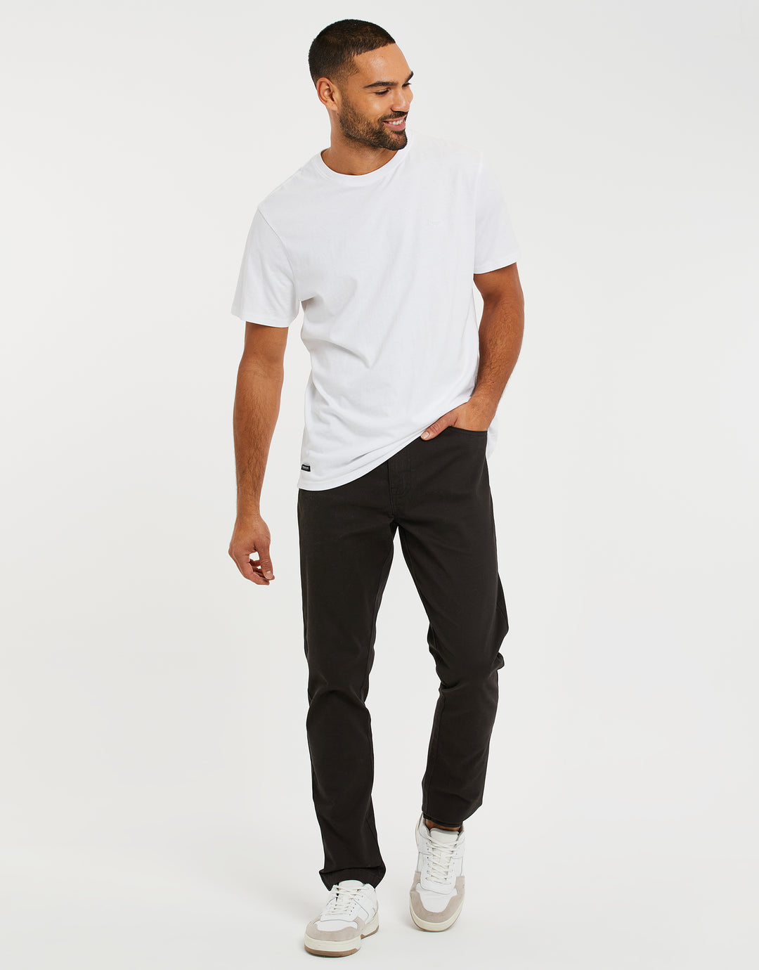 Black Drawcord Chino Trousers