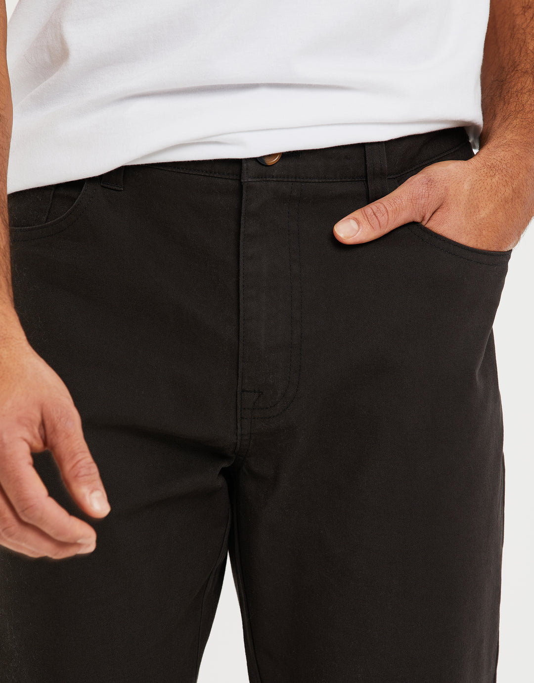 Black Drawcord Chino Trousers
