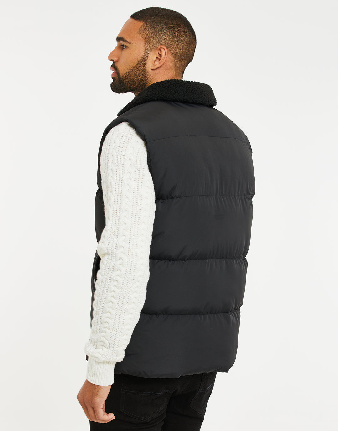 Black Borg Collar Padded Gilet