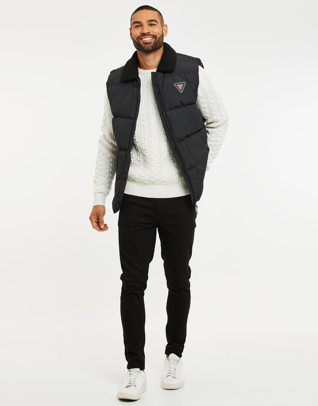 Black Borg Collar Padded Gilet