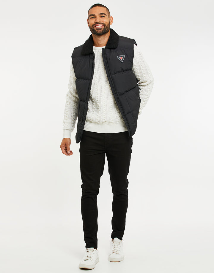 Black Borg Collar Padded Gilet