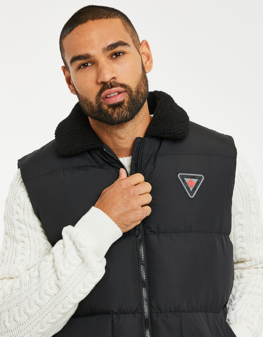 Black Borg Collar Padded Gilet