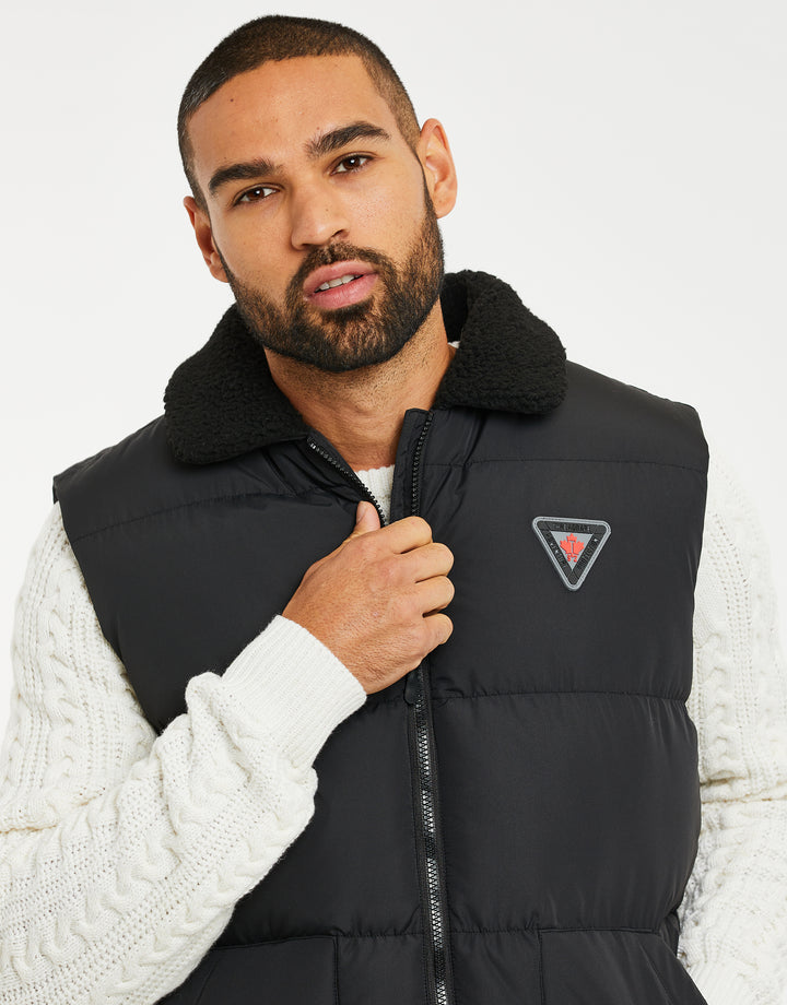 Black Borg Collar Padded Gilet