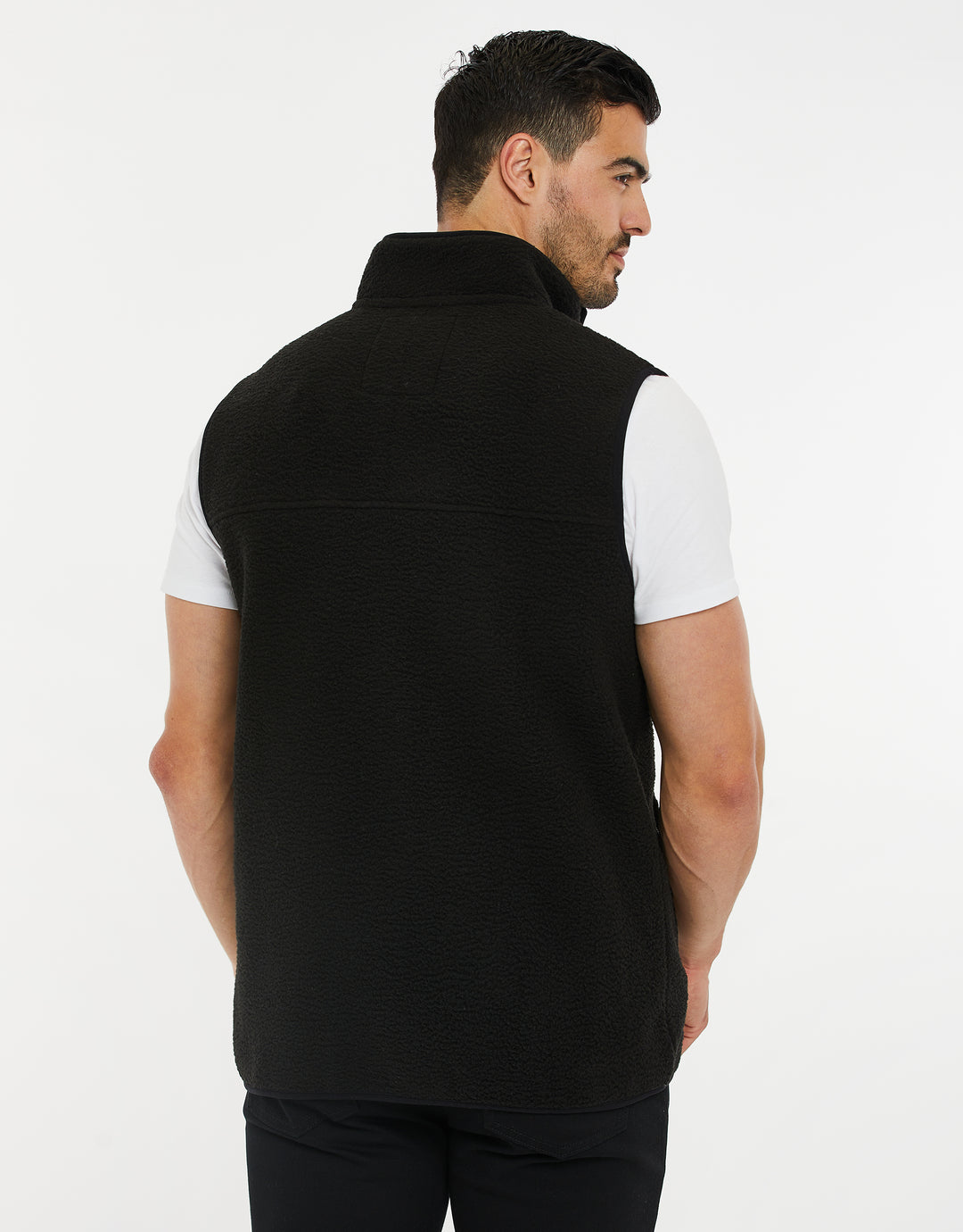 Black Faux Borg Contrast Panel Gilet