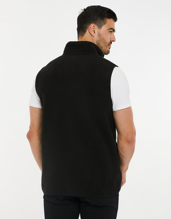 Black Faux Borg Contrast Panel Gilet