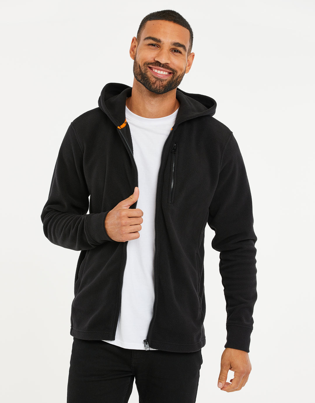Black Fitness Fleece Zip-Through Hoodie