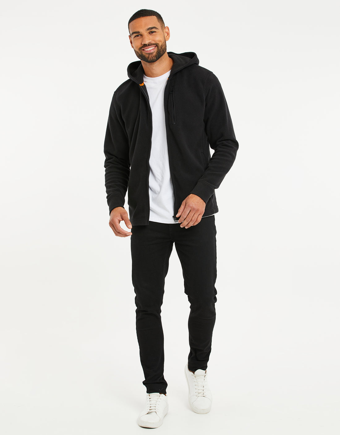Men's Black Fitness Fleece Zip-Through Hoodie – Threadbare
