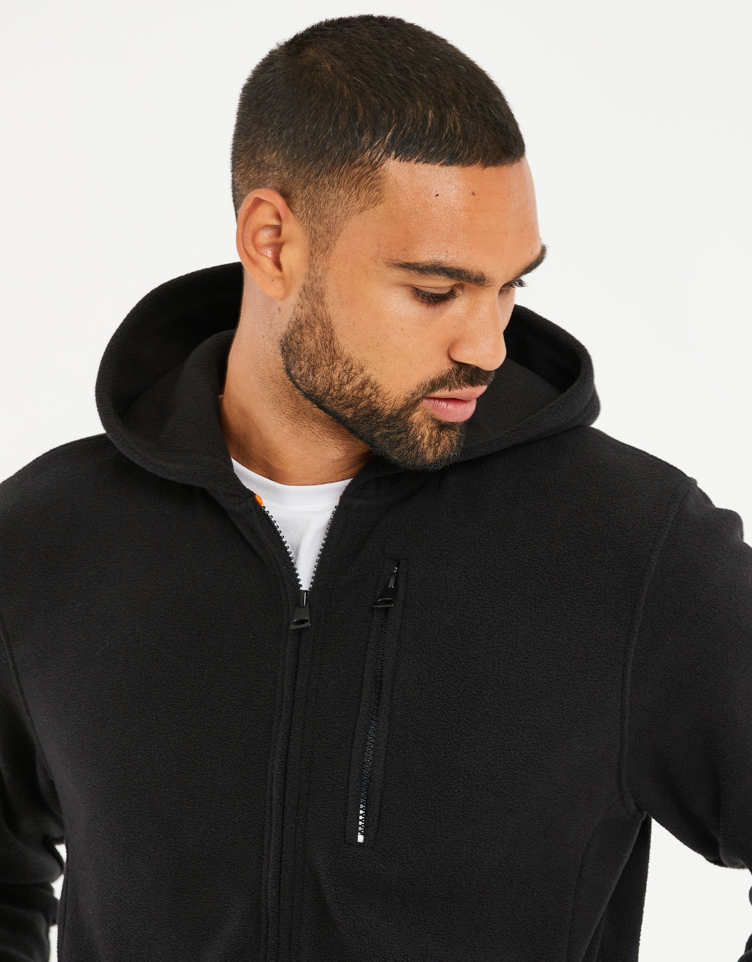 Black Fitness Fleece Zip-Through Hoodie