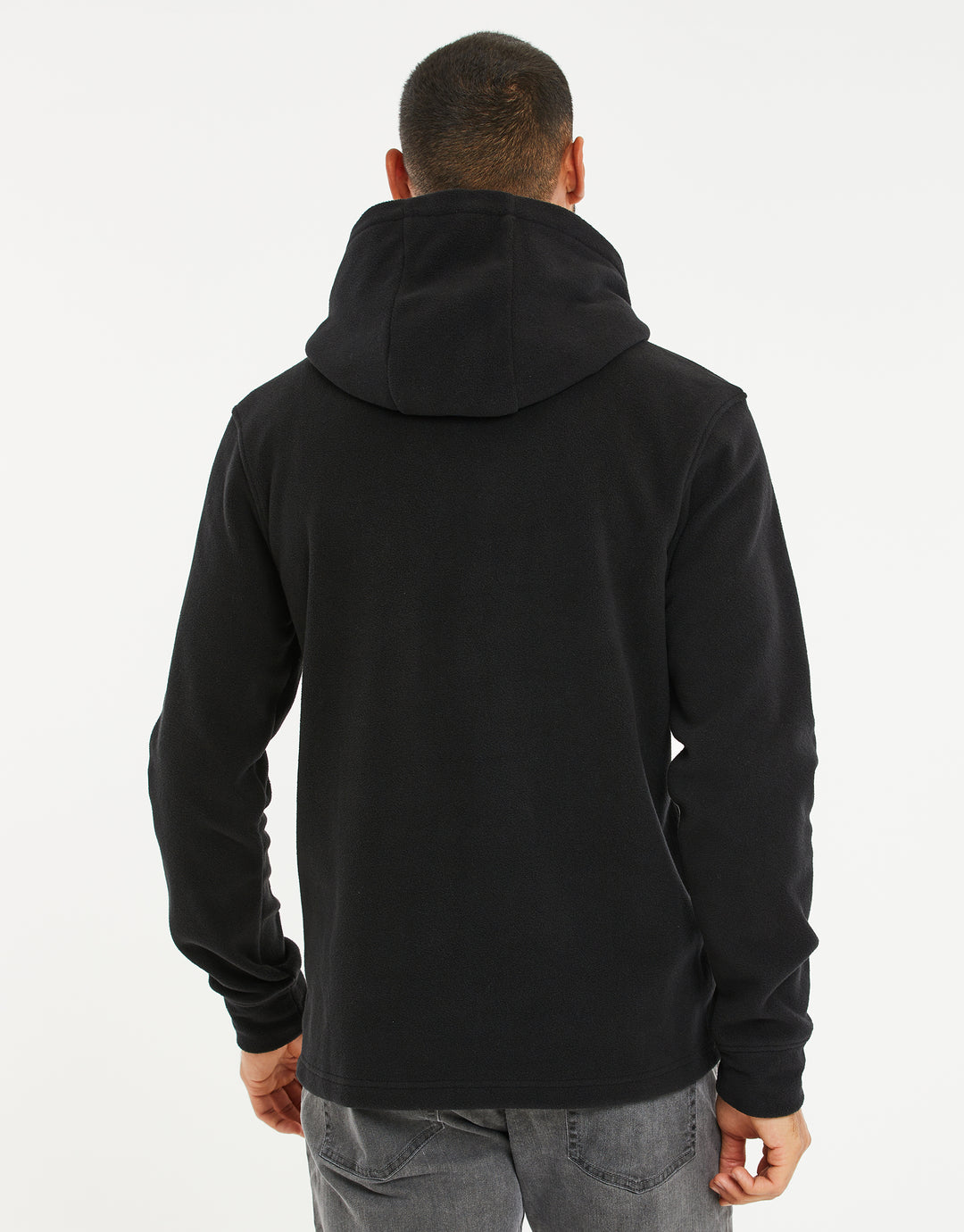 Black Microfleece Overhead Hoodie