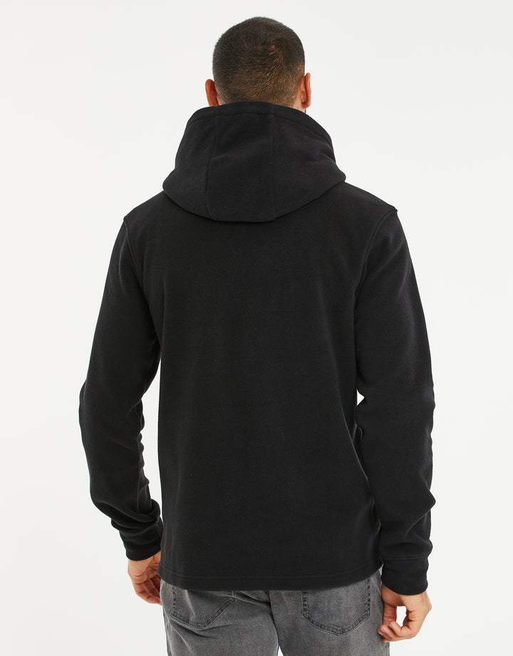 Black Microfleece Overhead Hoodie