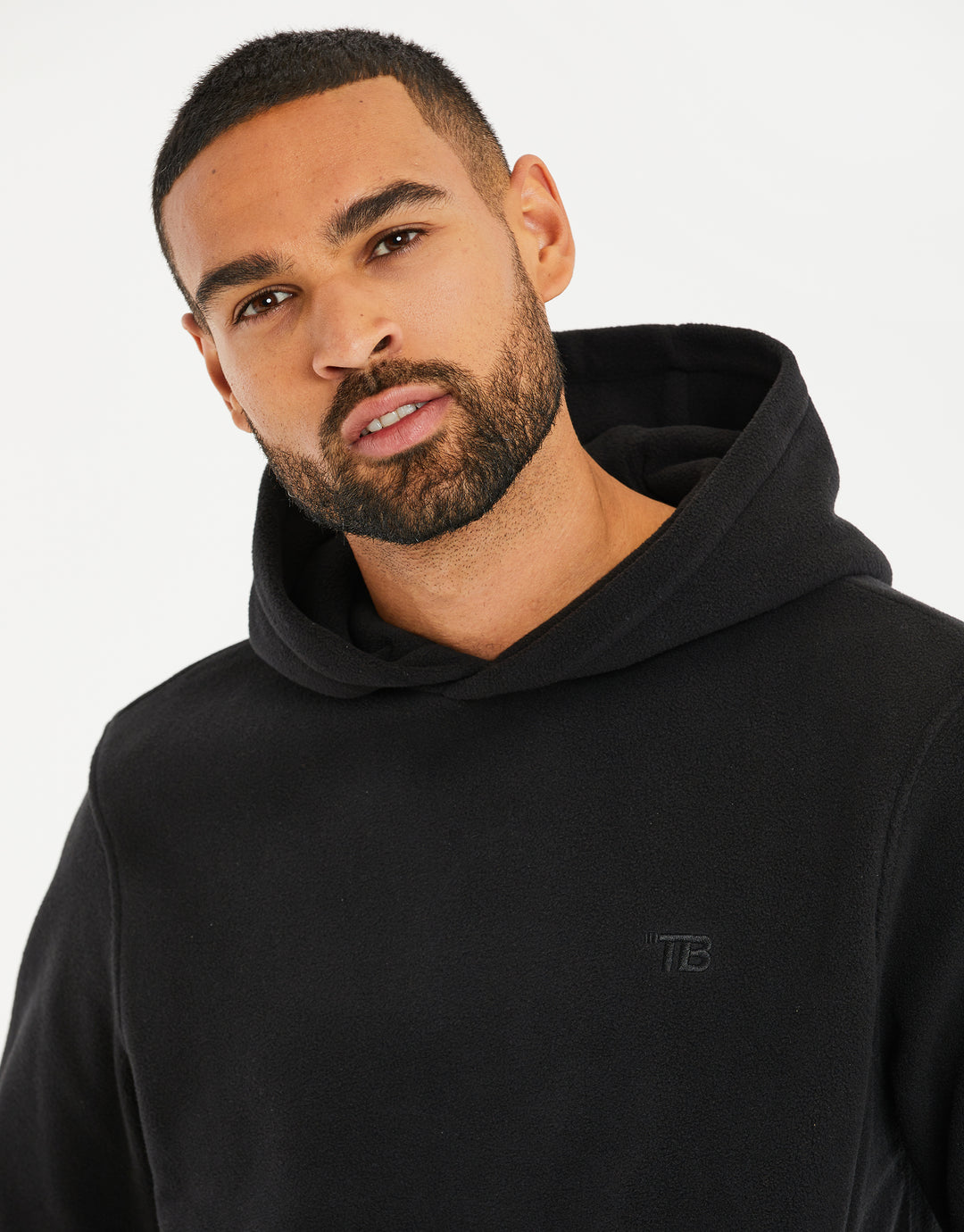 Black Microfleece Overhead Hoodie
