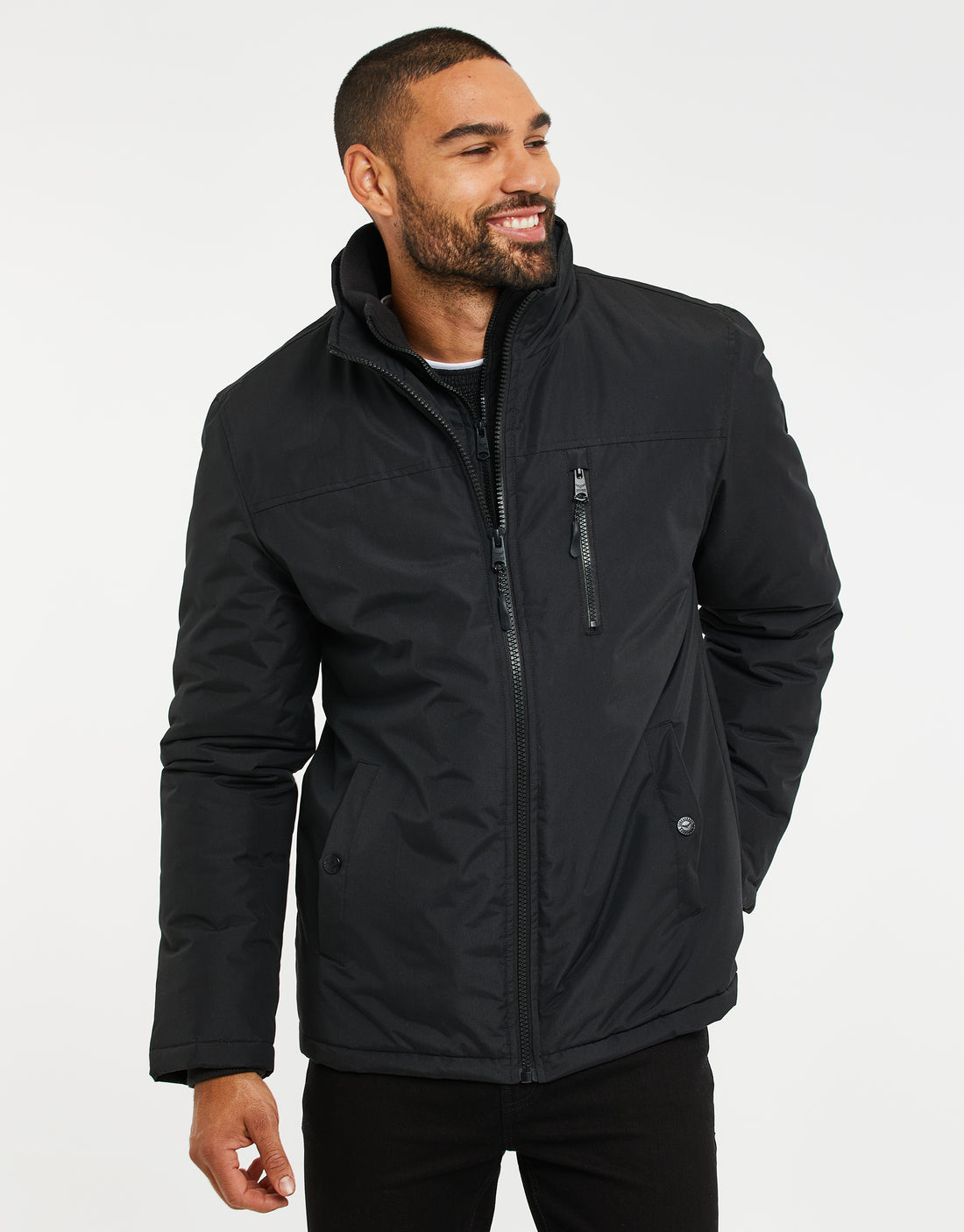 Men's Black Funnel Neck Mock Inner Layer Jacket – Threadbare