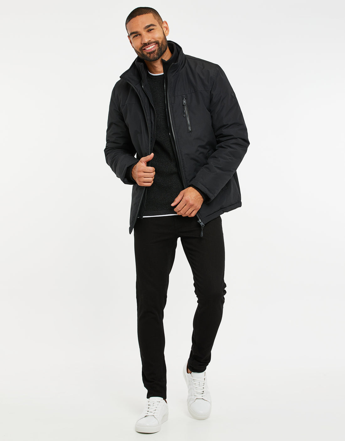 Men's Black Funnel Neck Mock Inner Layer Jacket – Threadbare