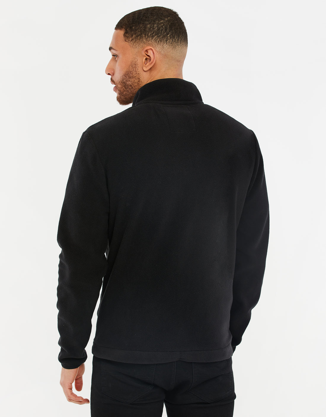 Men's Black Funnel Neck Outdoors Zip-Through Fitness Fleece – Threadbare