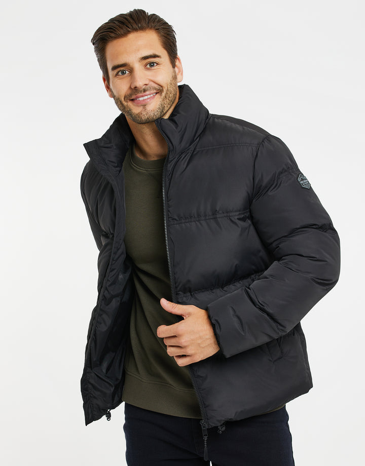 Black Funnel Neck Puffer Jacket