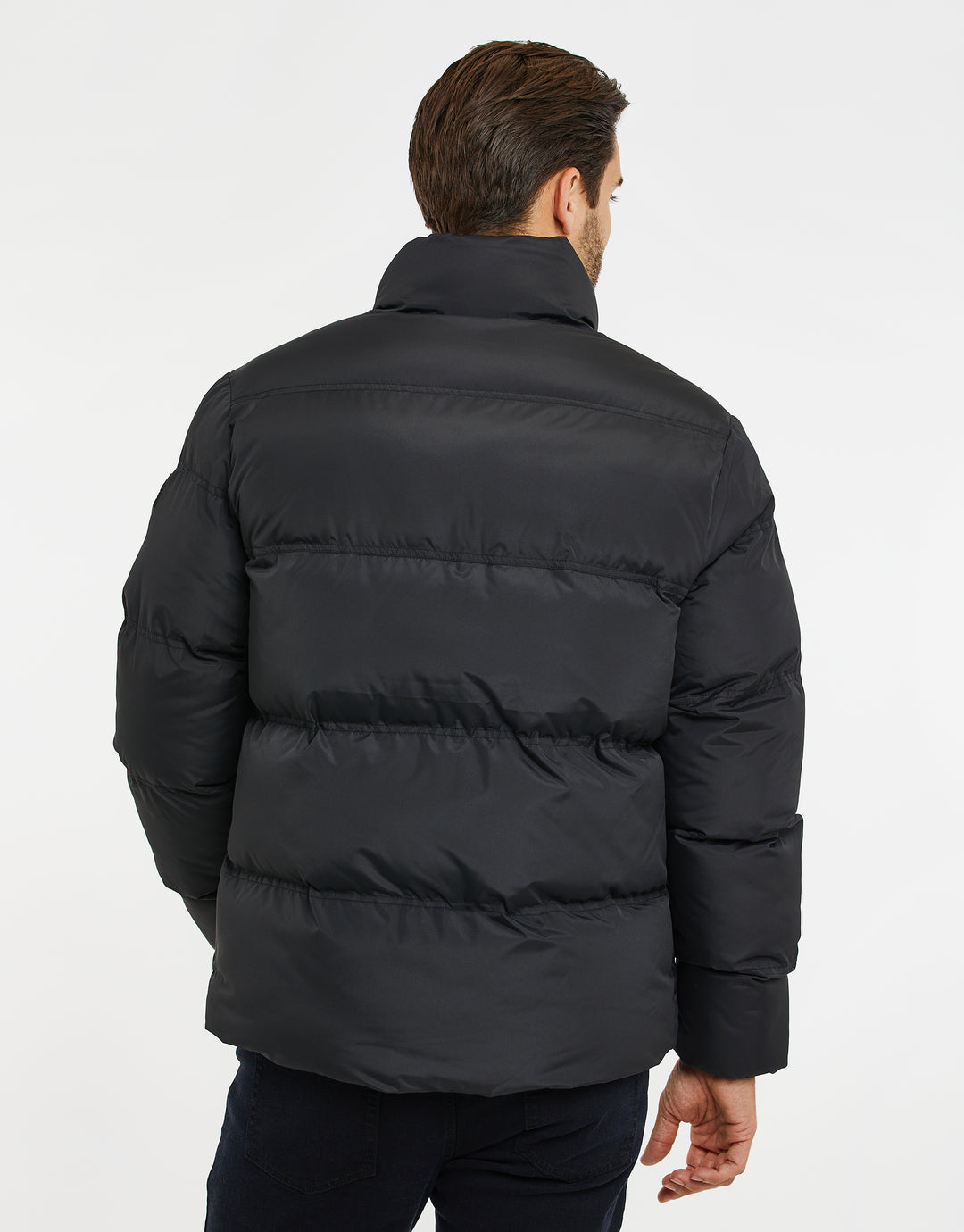Black Funnel Neck Puffer Jacket