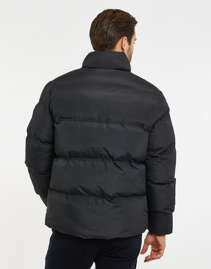 Black Funnel Neck Puffer Jacket
