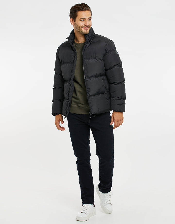 Black Funnel Neck Puffer Jacket