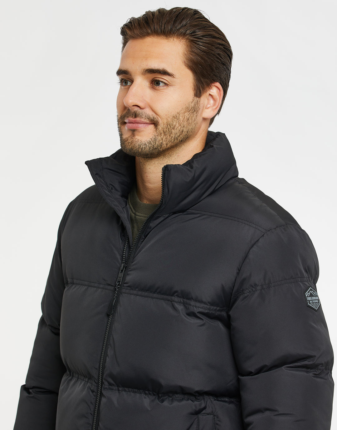 Black Funnel Neck Puffer Jacket