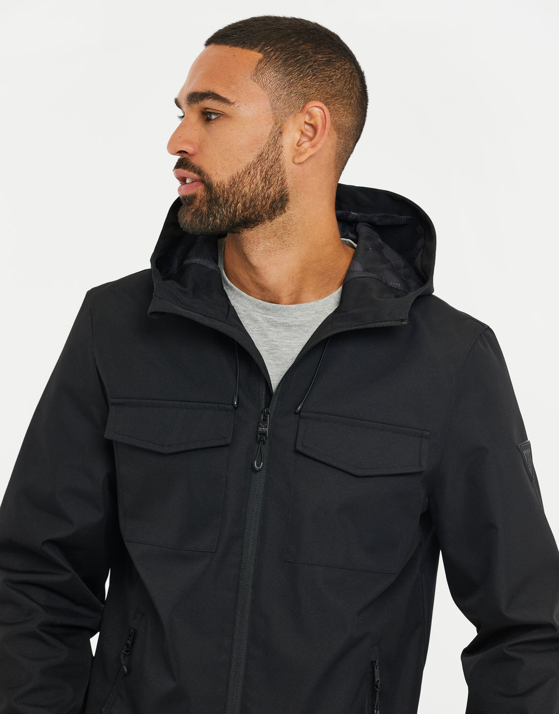 Men's Black Hooded Lightweight Zip-Through Jacket – Threadbare