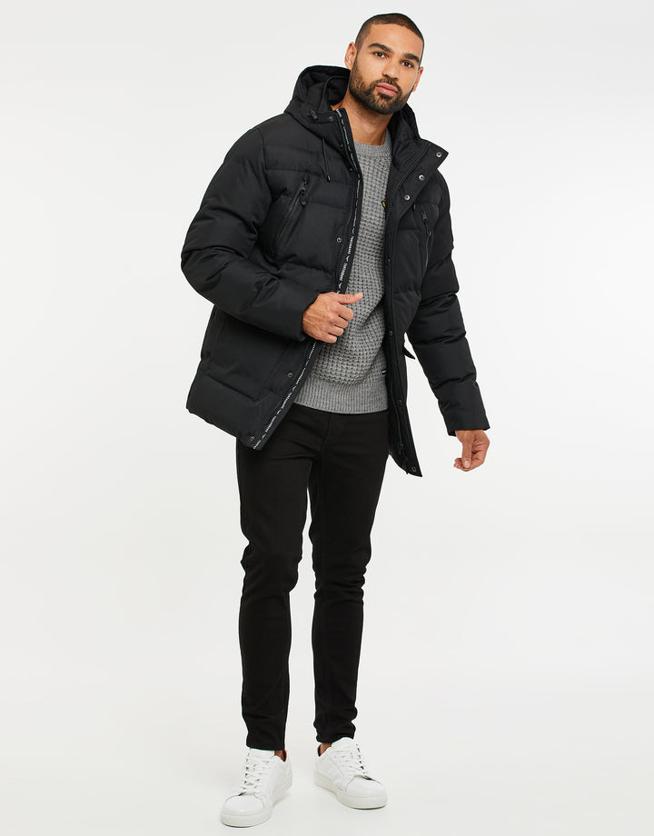 Black Hooded Padded Jacket