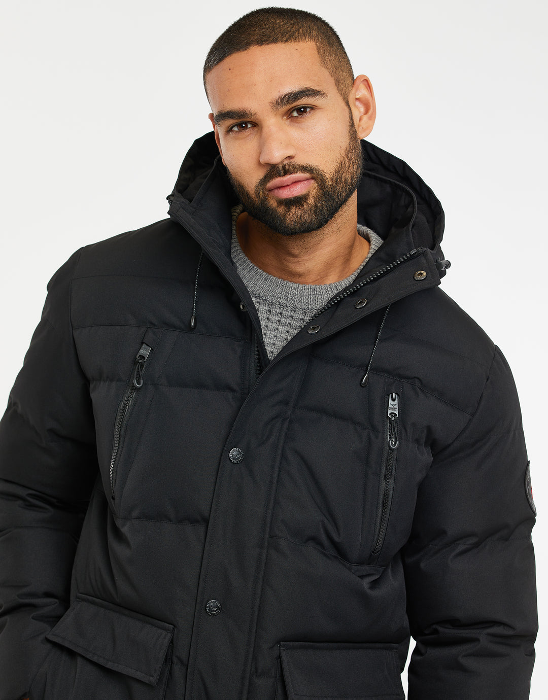 Black Hooded Padded Jacket