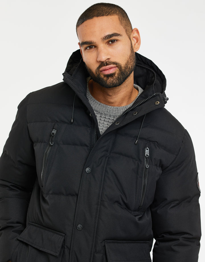 Black Hooded Padded Jacket