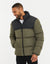 Khaki & Black Colourblock Puffer Jacket