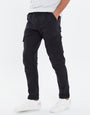 Black Linen Mix Cargo Trousers